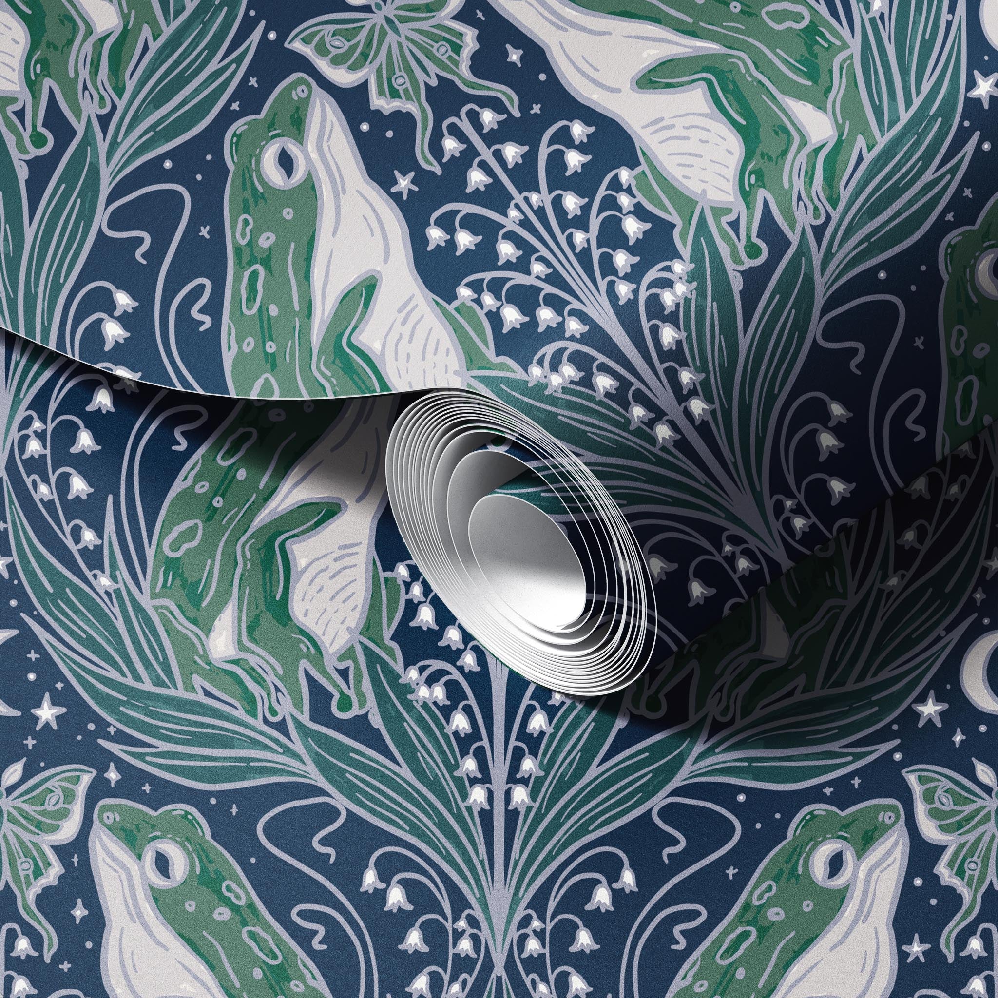 Frog Nouveau peel and stick wallpaper room mockup
